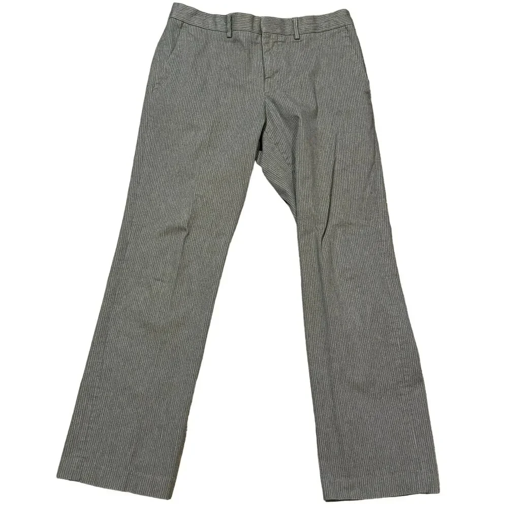 Express Men's Grey and White Pinstriped Dress Pant Size 32 - Picture 2 of 8